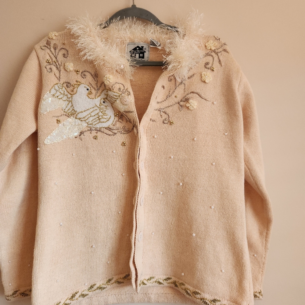 Storybook Knits Peach Dove Cardigan Size Small - Picture 2 of 5